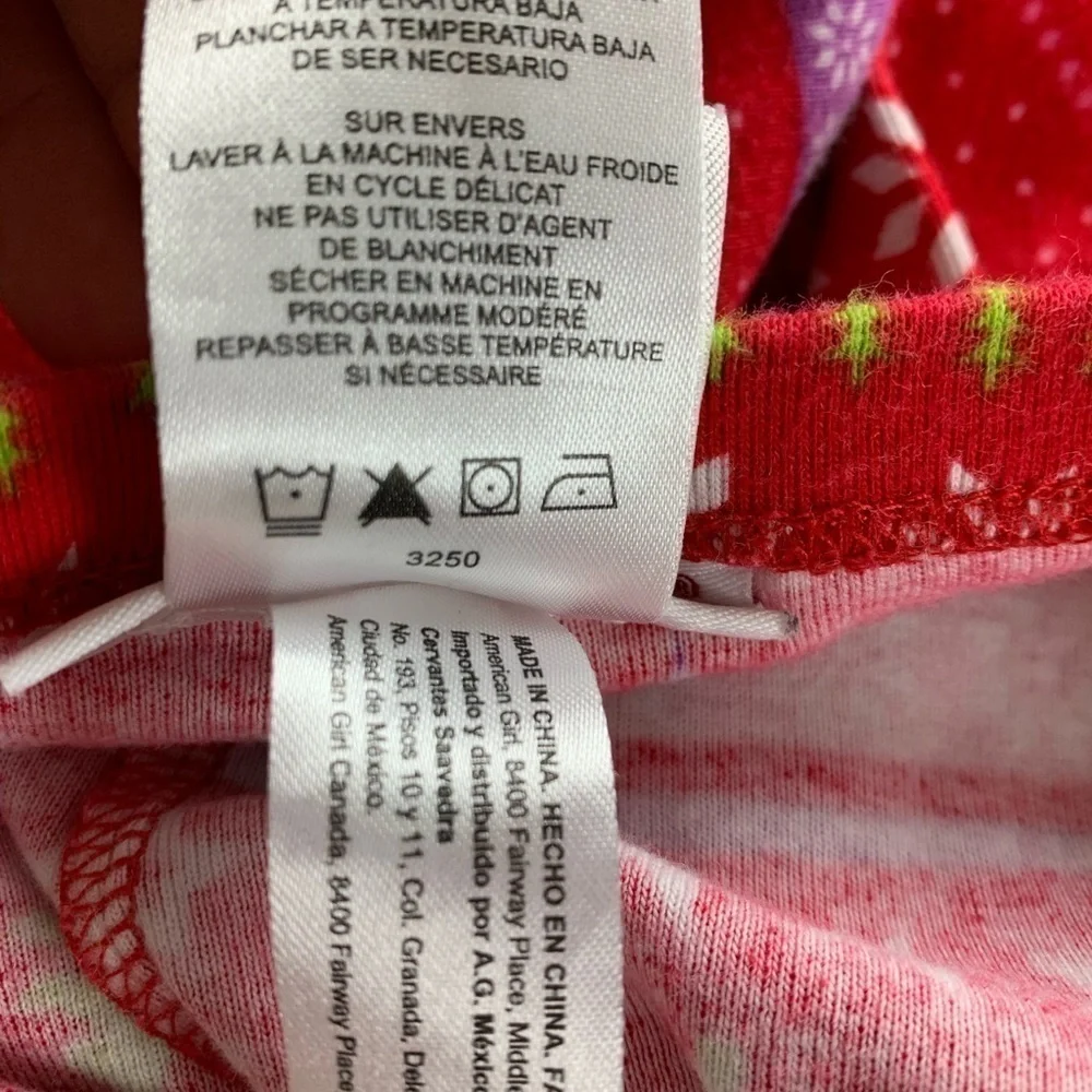 American Girl Christmas Pajama Set Cotton Long Sleeve Girls Size 10